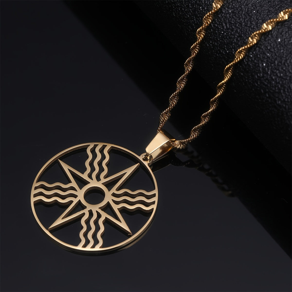 Stainless Steel Ashur Pendant Necklace Ethnic Minimalist Casual Wear