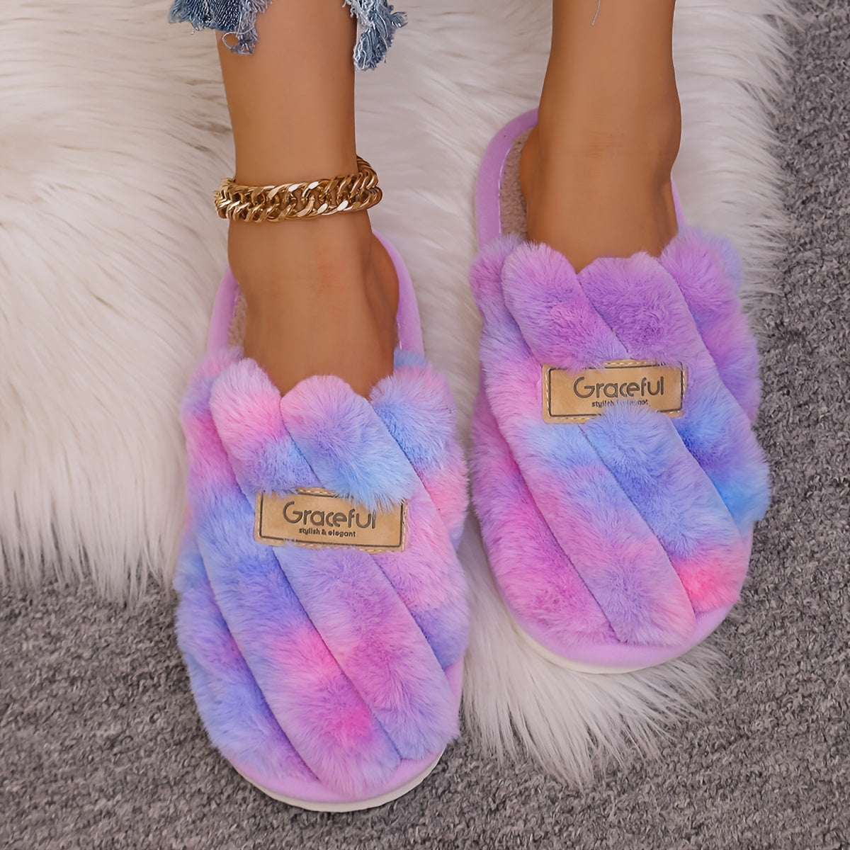 Unisex Casual Striped Slip-On Slippers Non-Slip Indoor Floor Shoes