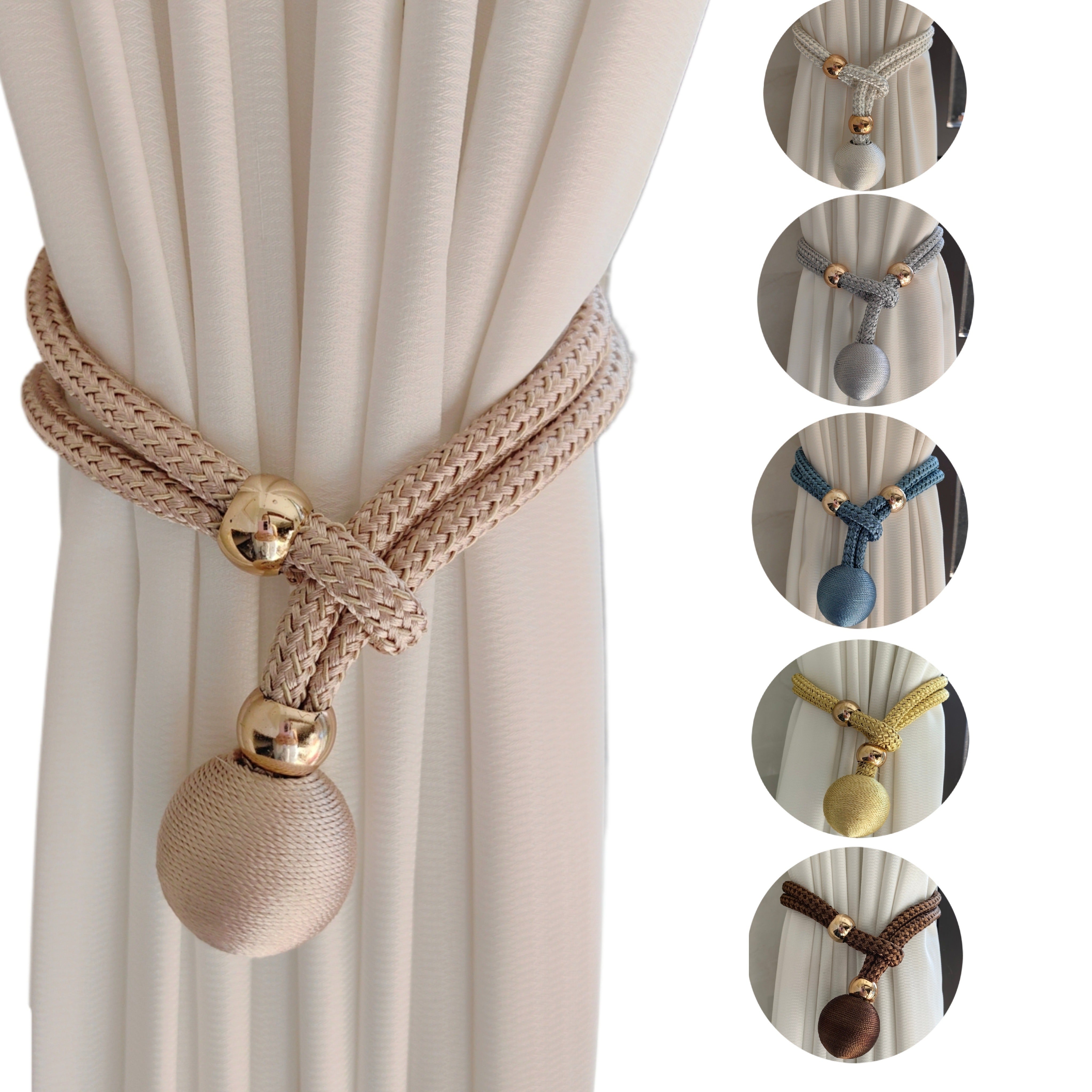 French Style Polyester Curtain Tiebacks, Adjustable, Easy to Install, for Bedrooms and Living Rooms