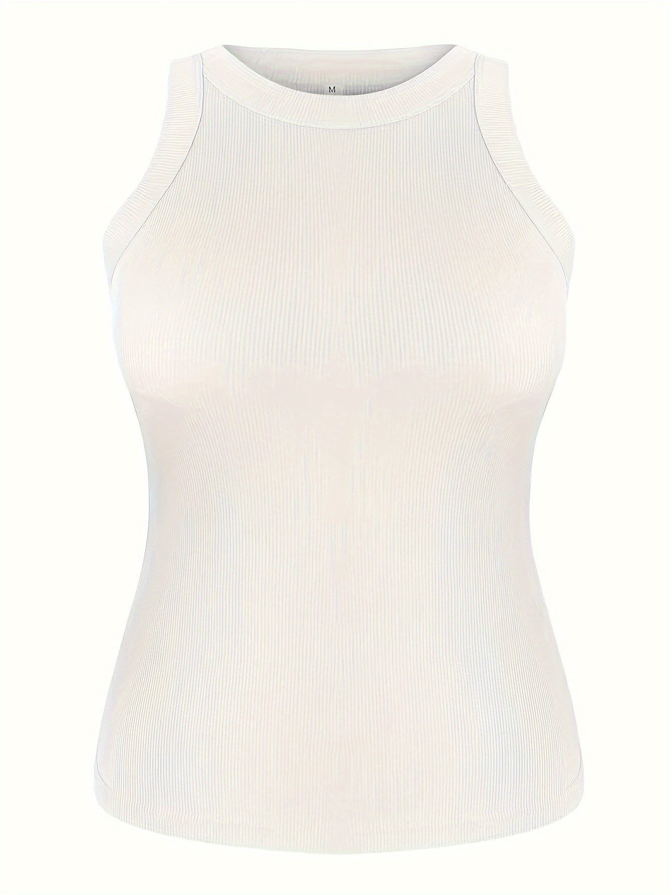 Women's Ribbed Tank Top Soft Stretch Polyester Elastane Summer Wear