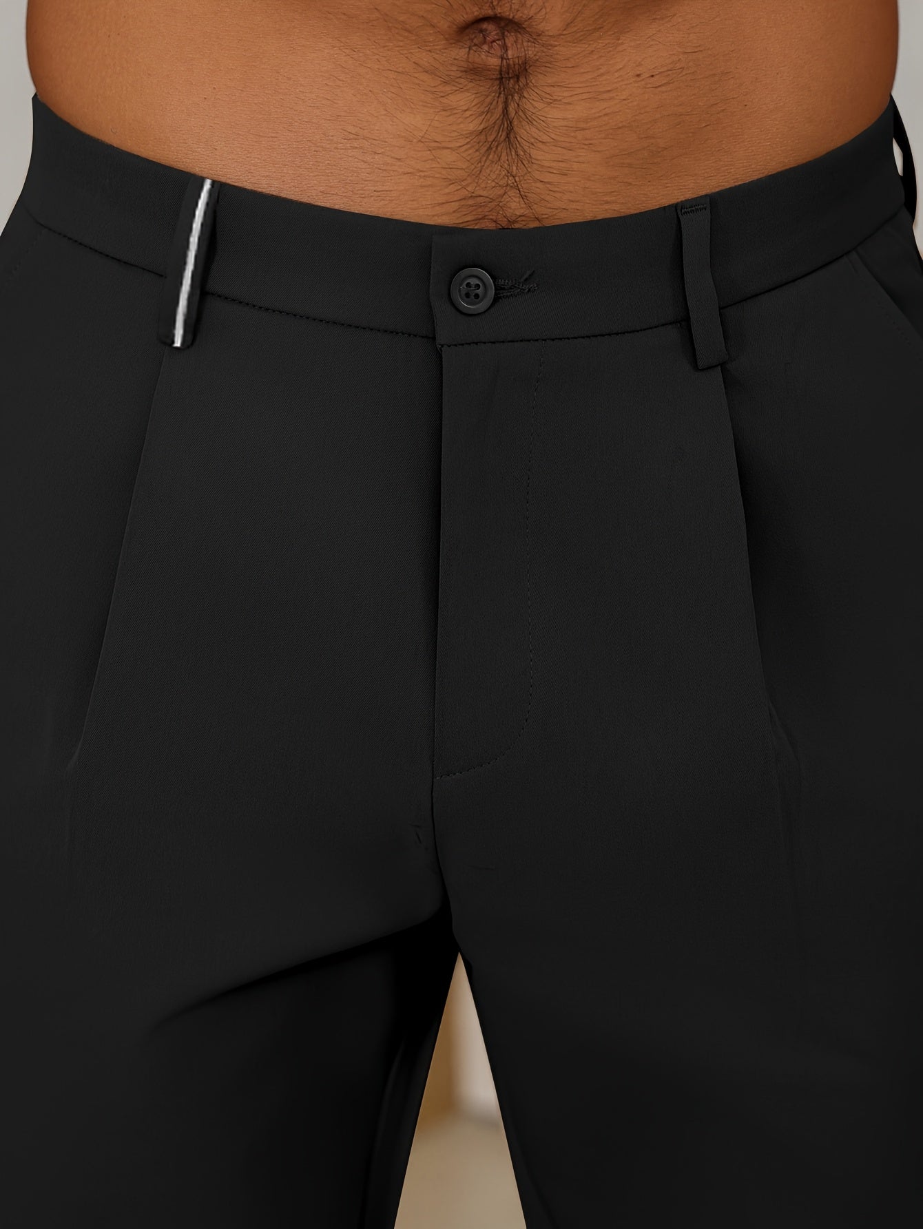 Men's Casual Woven Fabric Pants with Pleats and Elegant Waistband