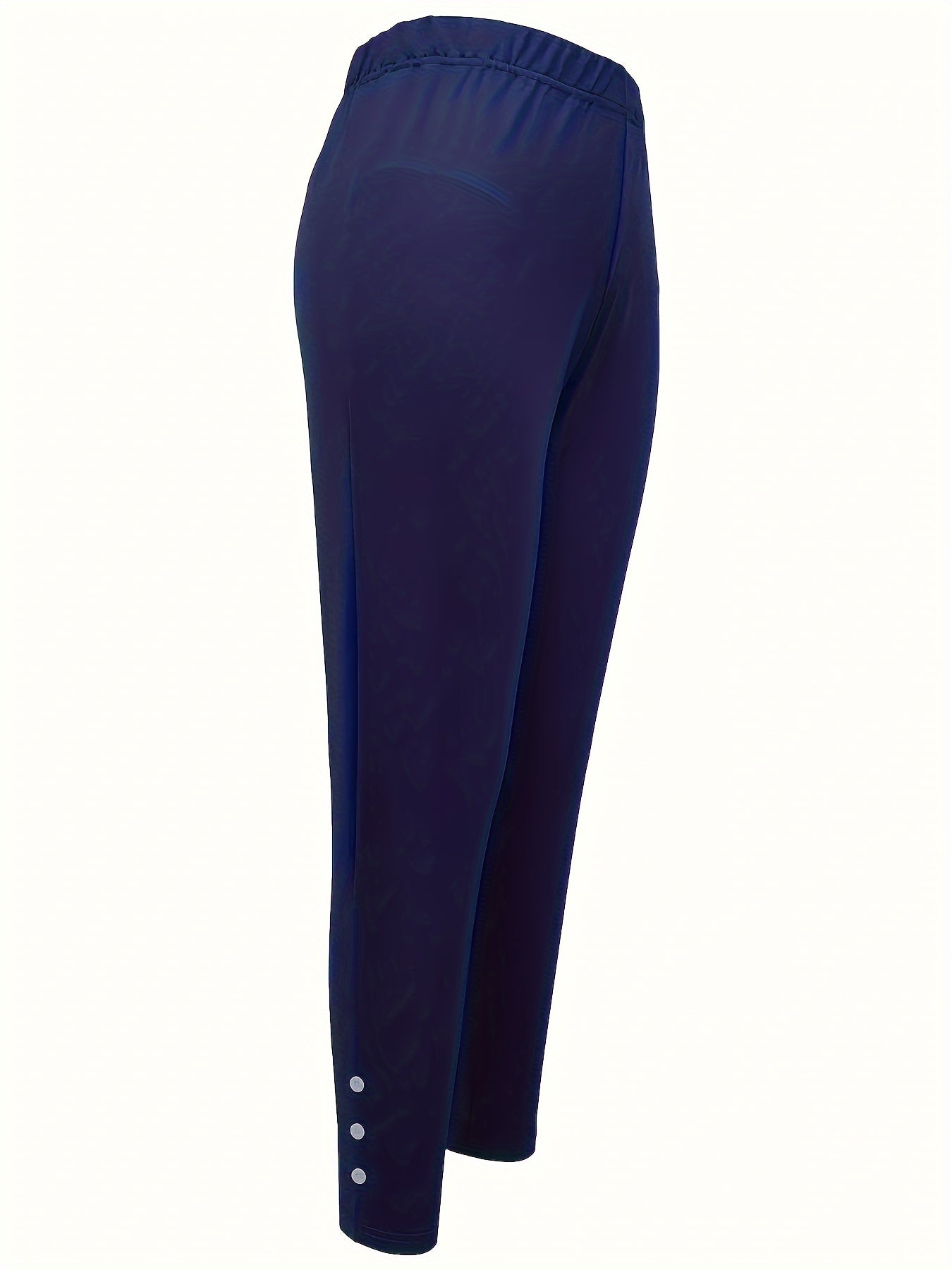 Plus Size Women's Skinny Leggings With Button Decor Casual Stretchy Pants