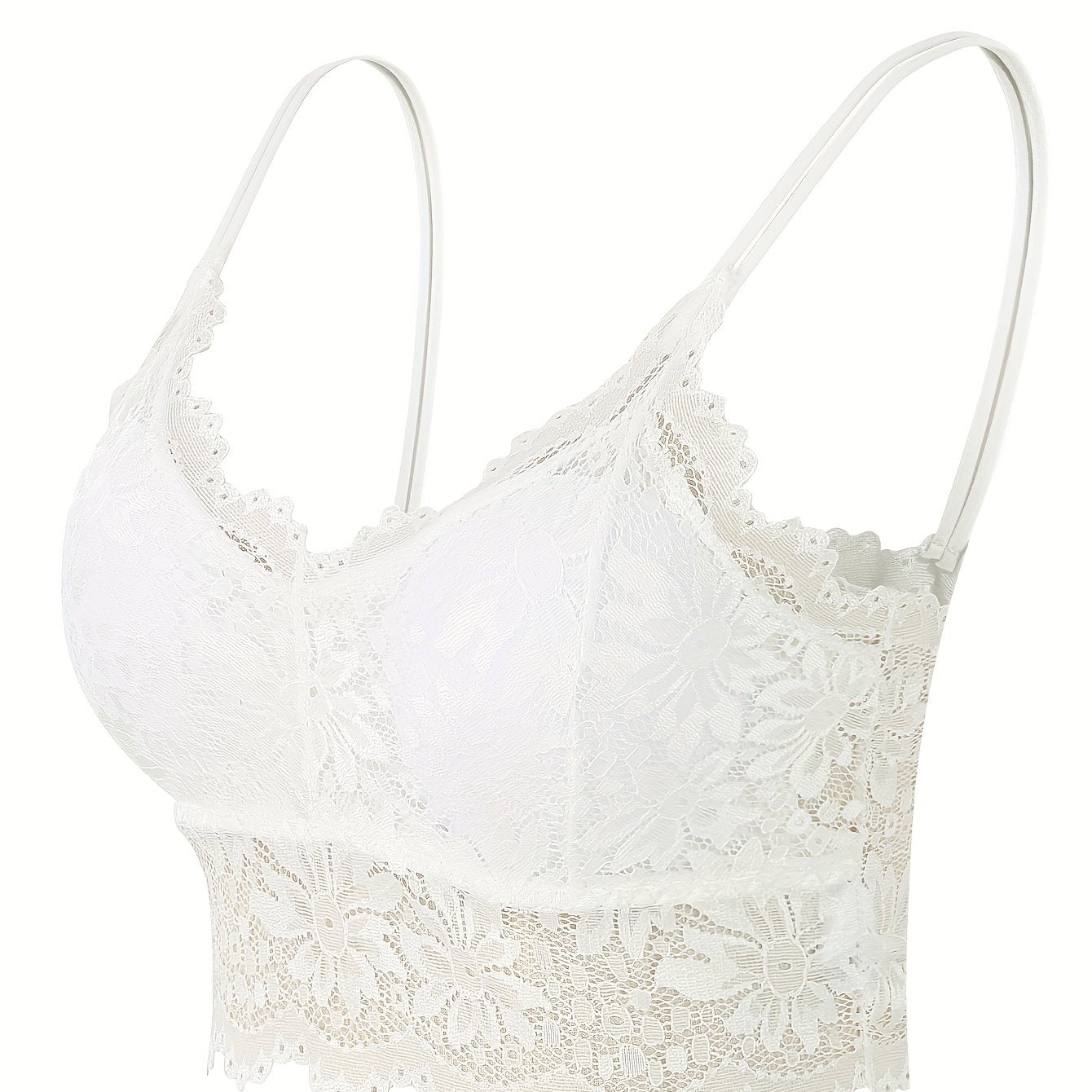 Women's Lace Cami Bra with Padded Support and Hollow Out Design