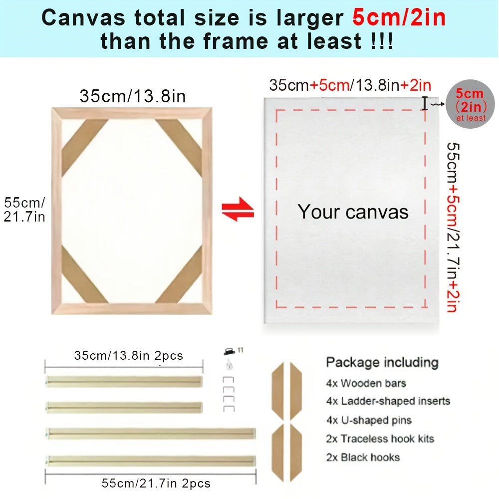 Wood Canvas Stretcher Frame Kit for Gallery Wrap Oil Paintings Wall Art