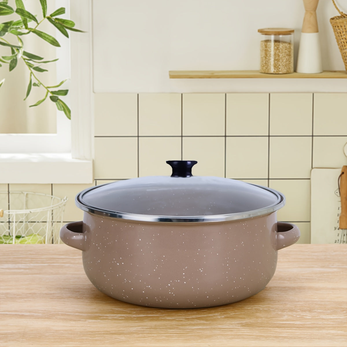 Enamel Cookware Set 3-Piece Lightweight Soup and Stew Pots for Induction Gas Stoves