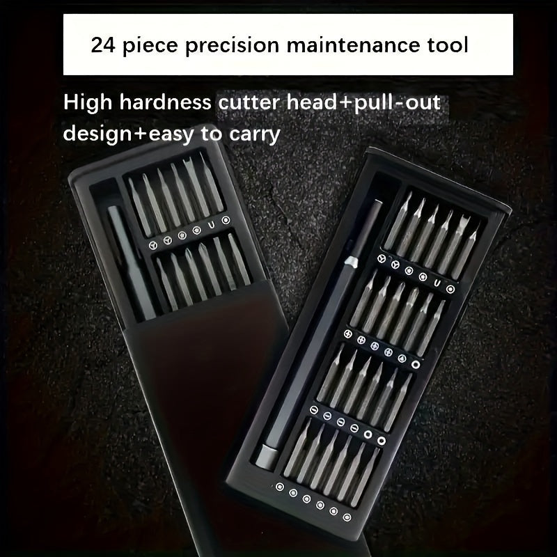 24-Piece Precision Screwdriver Set with PU Leather Case for Smartphone and Tablet Repairs