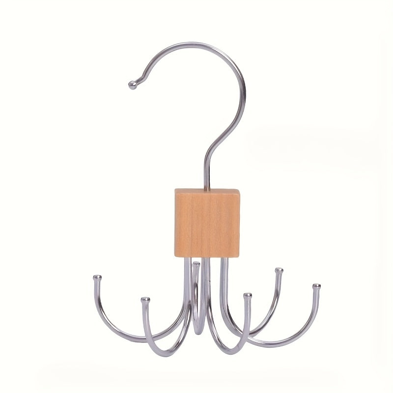 Perchero de pared Boho Chic con base de madera y seis ganchos