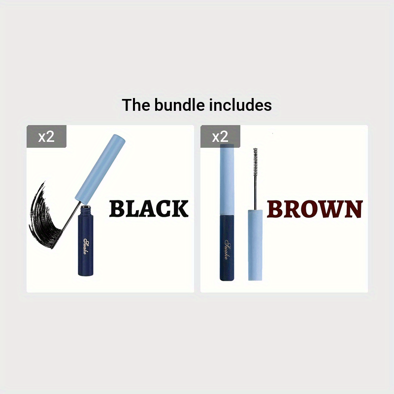 Women Black Brown Mascara Long Curling Waterproof Smudge Proof with Slim Brush