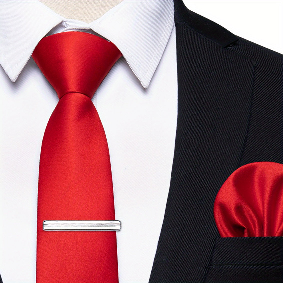 Erkaklar uchun bir rangli galstuk klipi, to'ylar, partiyalar va rasmiy kiyimlar uchun