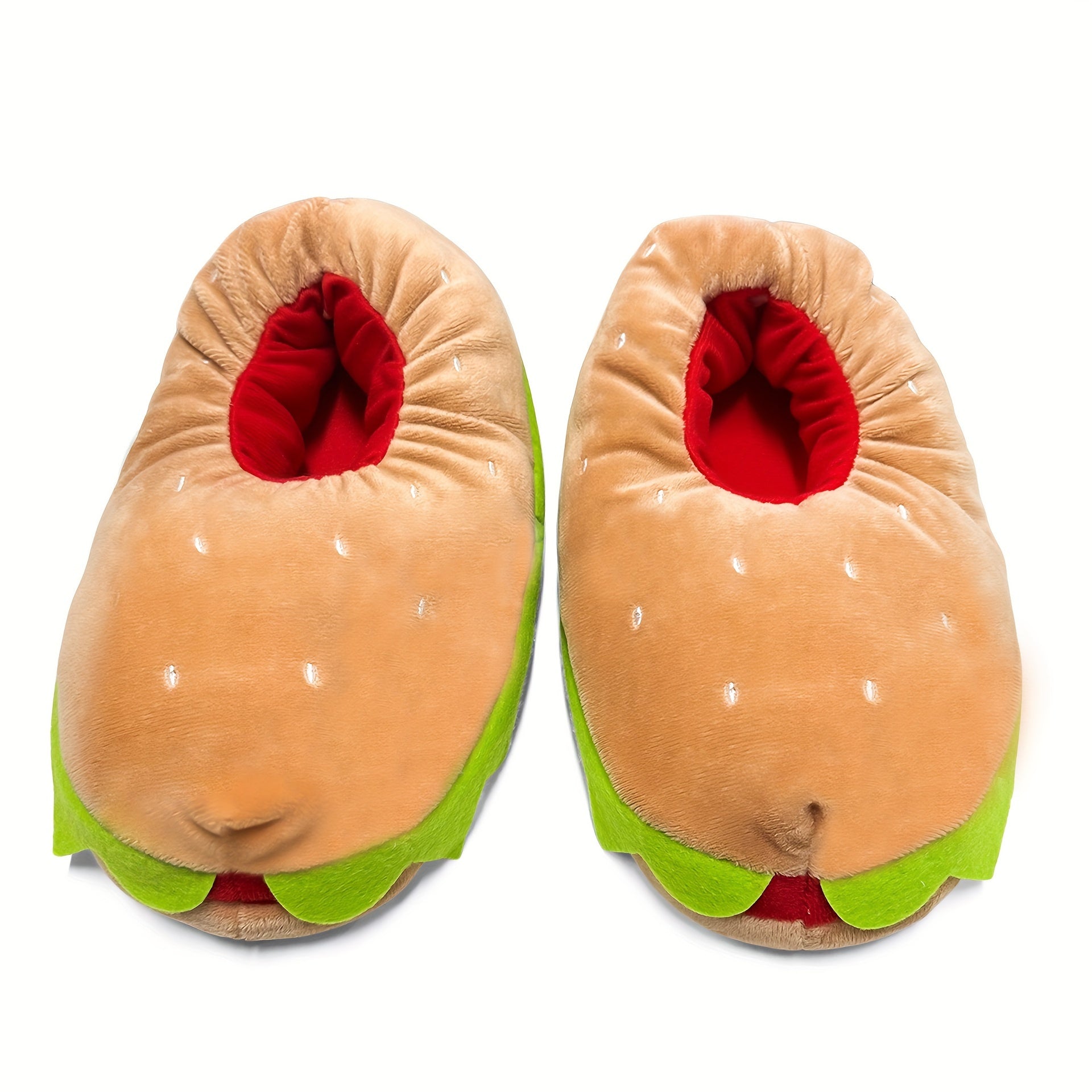 Women/Unisex Plush Hamburger Slippers Indoor Cozy House Shoes