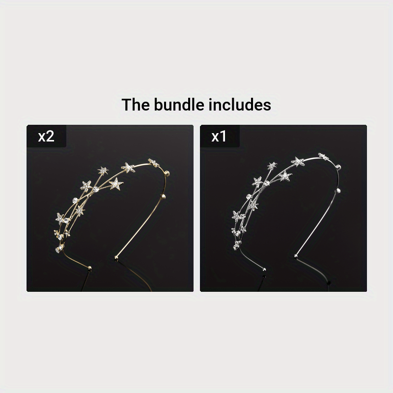 Ayollar uchun metall rhinestone yulduzli bosh bandi soch aksessuari, partiyalar va moda uchun
