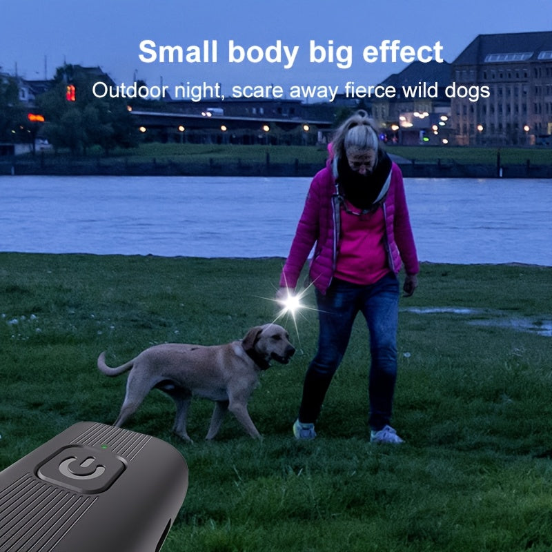 Portable Dog Bark Deterrent Device with LED Light USB Rechargeable Indoor Outdoor Anti-Barking Trainer