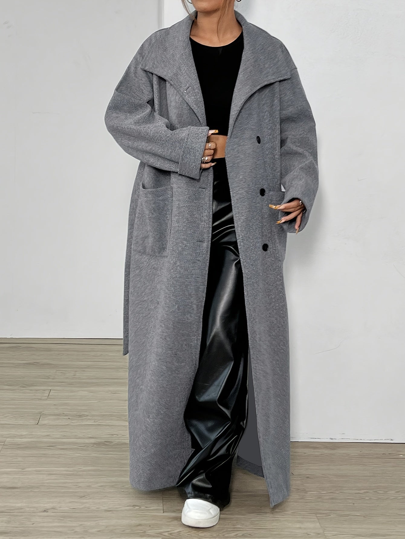 Women's Fall Winter Solid Color Long Sleeve Casual Coat Micro Elastic Polyester