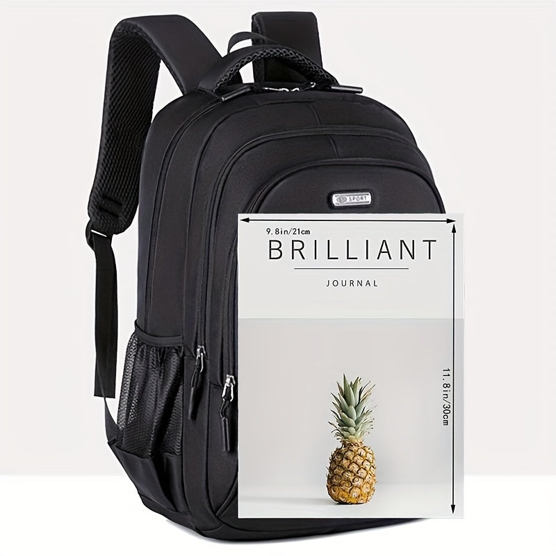 Black Nylon Laptop Backpack with Zipper Closure for Travel and Work