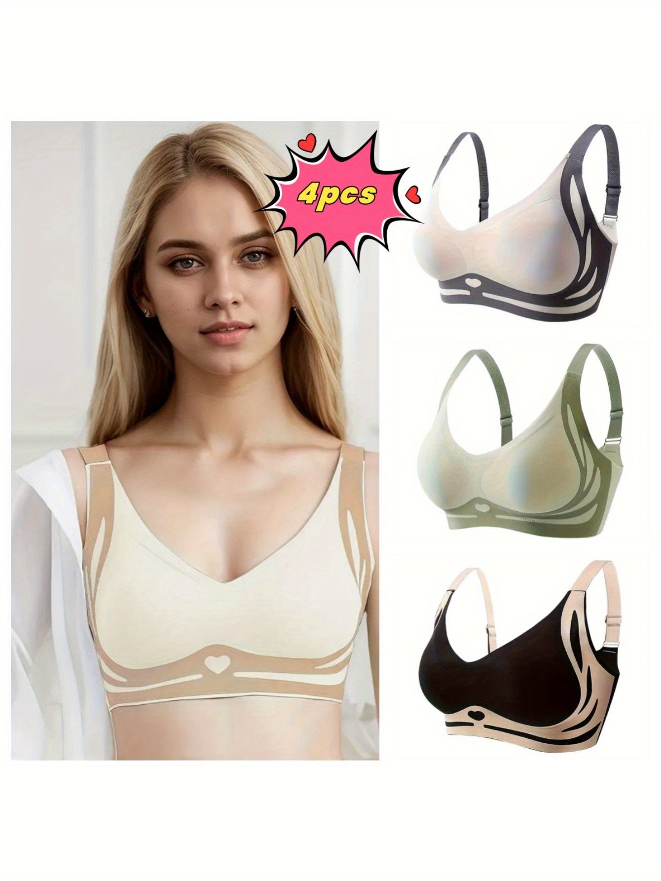 Women Seamless Geometric Pattern Bra Set with Removable Pads For Yoga Running