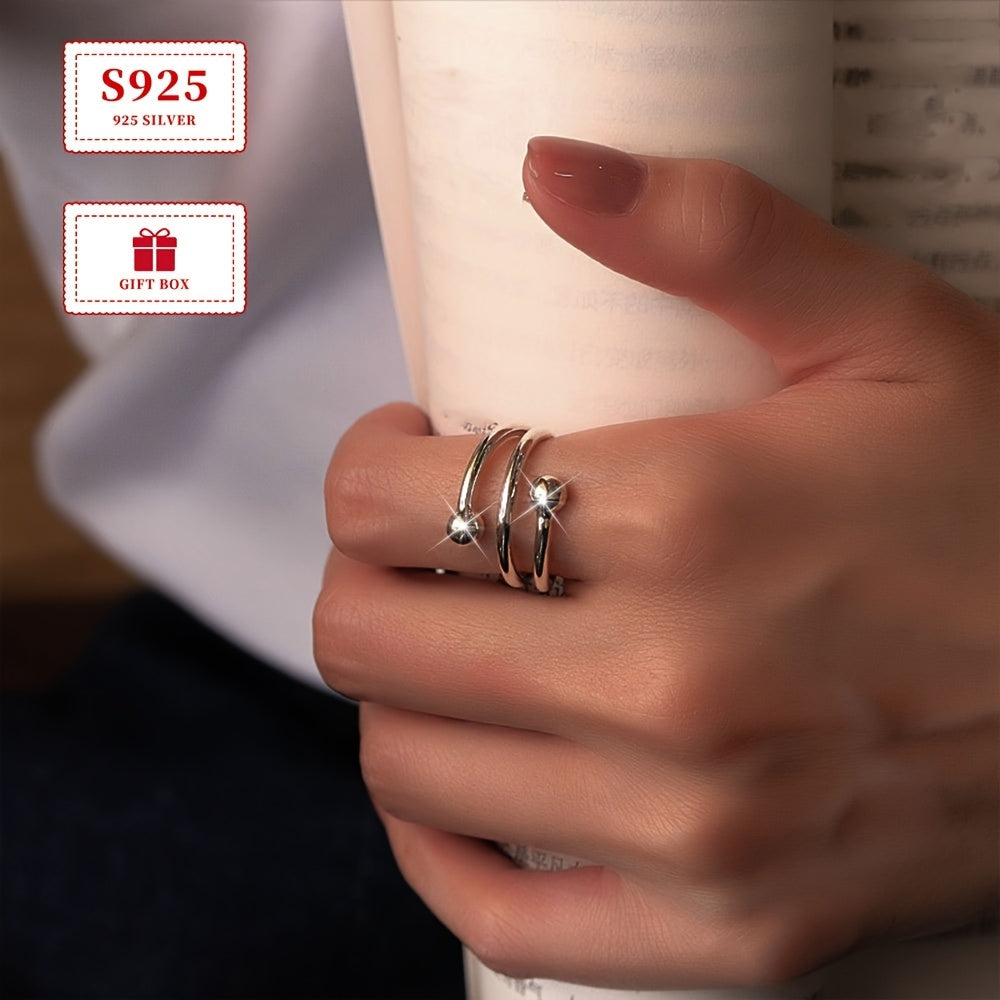 Sterling Silver Geometric Ring for Women, Elegant, Versatile Jewelry