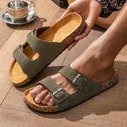 Men and Women Summer Slide Sandals with Thick Sole Green Yellow PU TPR Casual