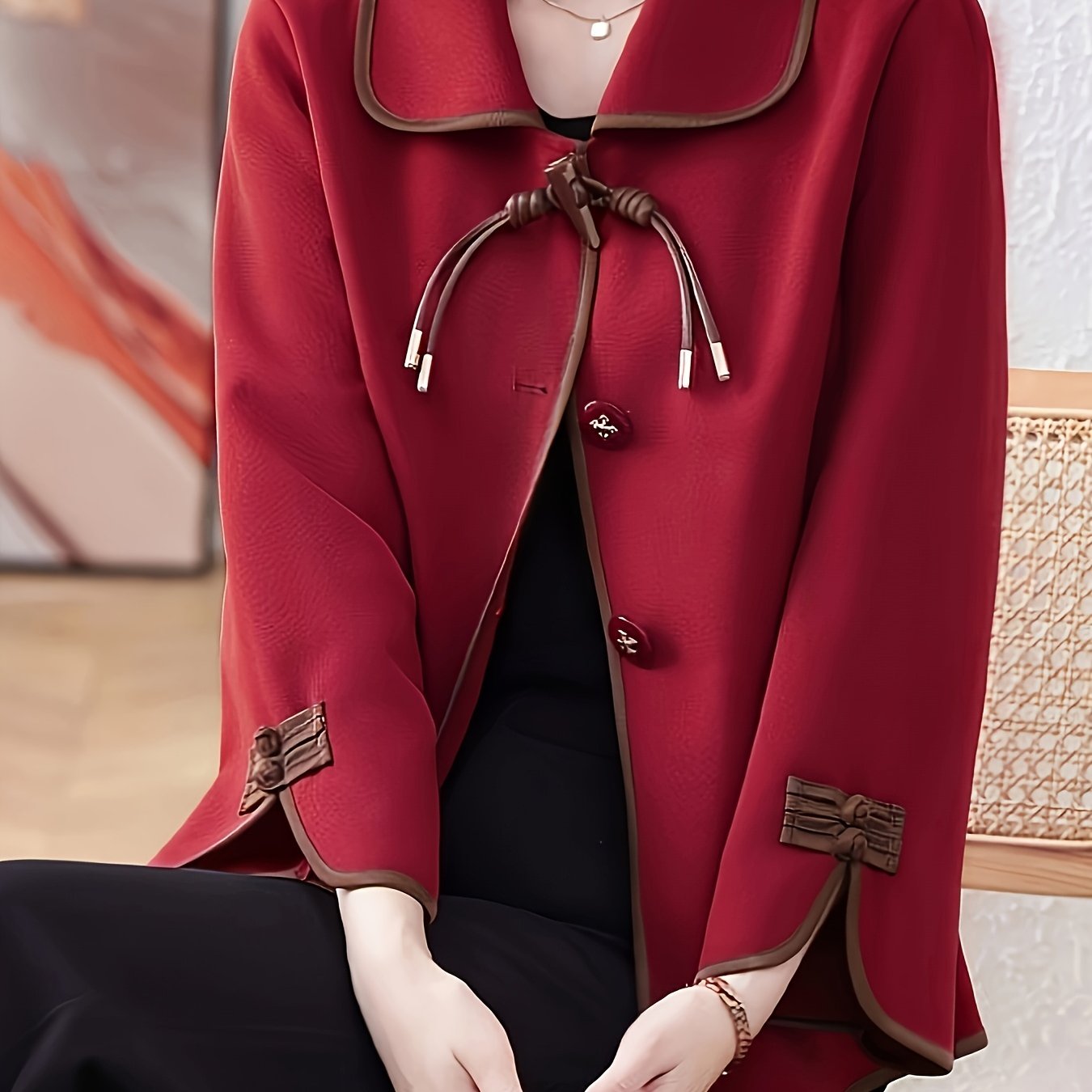 Women's Solid Color Polyester Coat for Spring and Fall Not Sheer Machine Washable