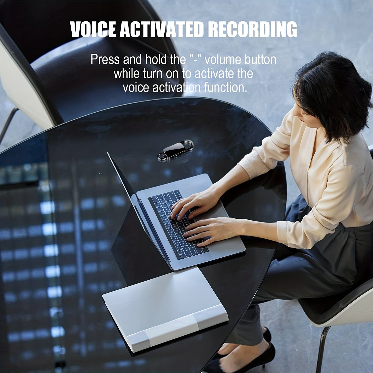 32GB Voice Recorder Keychain for Lectures Meetings Interviews Rechargeable Lithium Battery