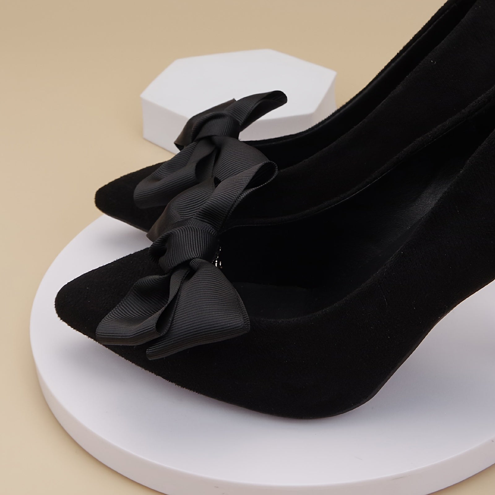 2Pcs Black Bow Shoe Clips Elastic Folding Buckle Polyester Shoe Accessories