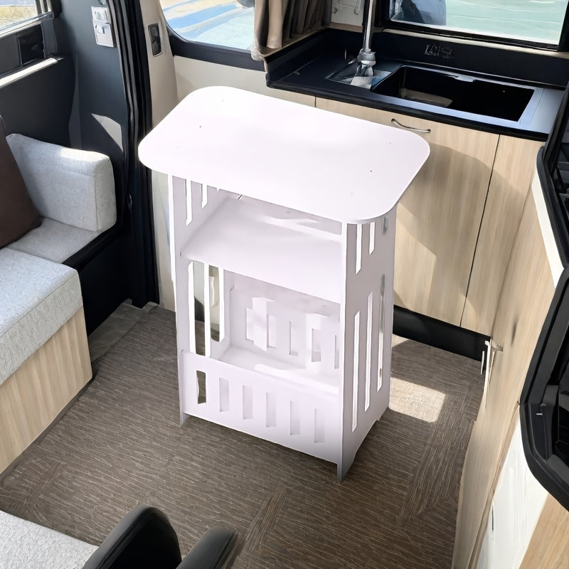 3-qavatli oq yog'och yon stol, yashash xonasi va yotoqxona uchun saqlash javon bilan