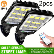 2pcs Solar Motion Sensor Lights with Controller Floodlight Garden Security Pathway Outdoor