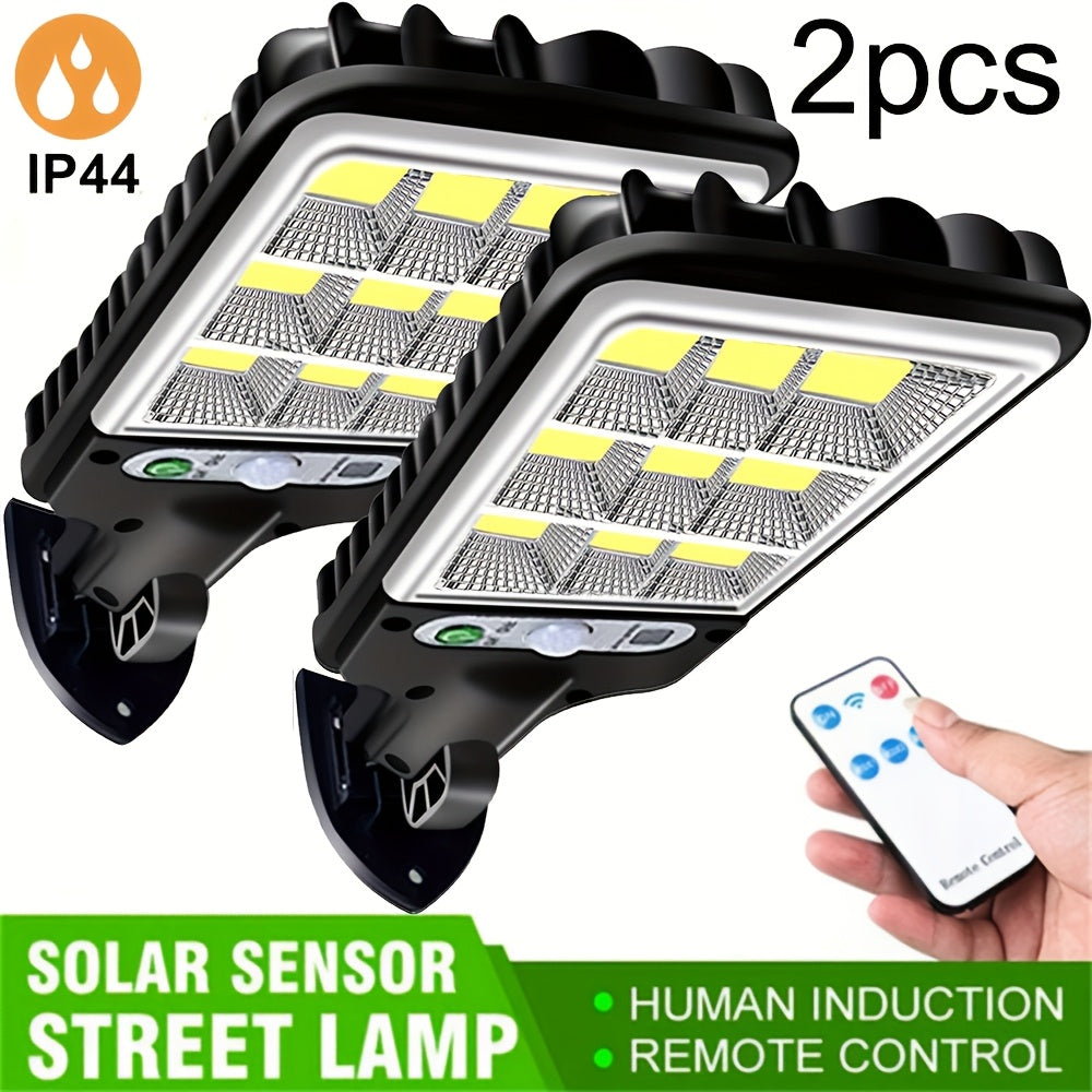 2pcs Solar Motion Sensor Lights with Controller Floodlight Garden Security Pathway Outdoor