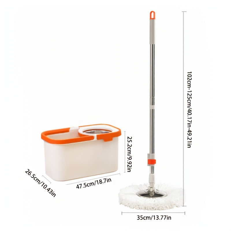 Rotary Mop and Bucket Set Stainless Steel Microfiber Heads for Multi-Surface Cleaning