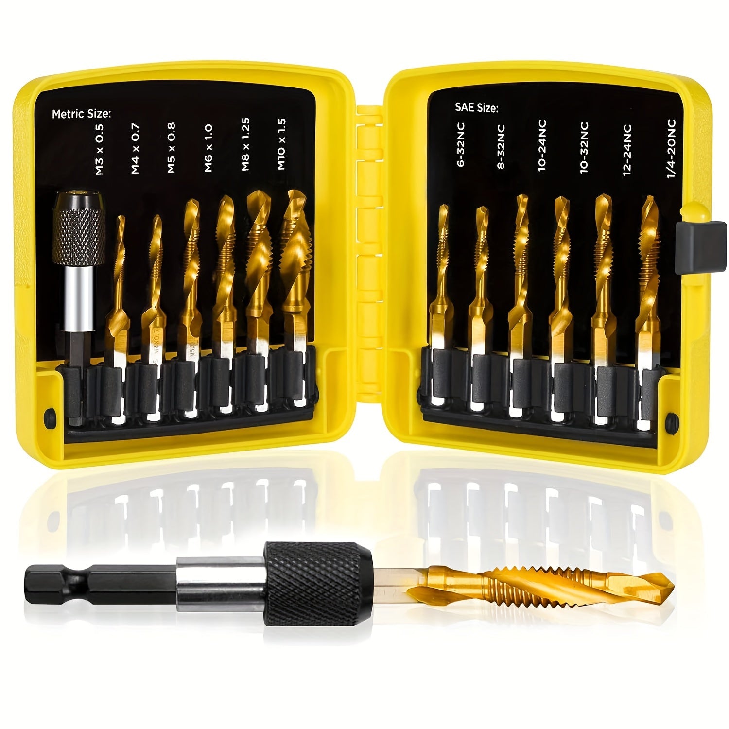 Titanium Drill Tap Set 6-Piece M3-M10 for Wood Plastic Metal