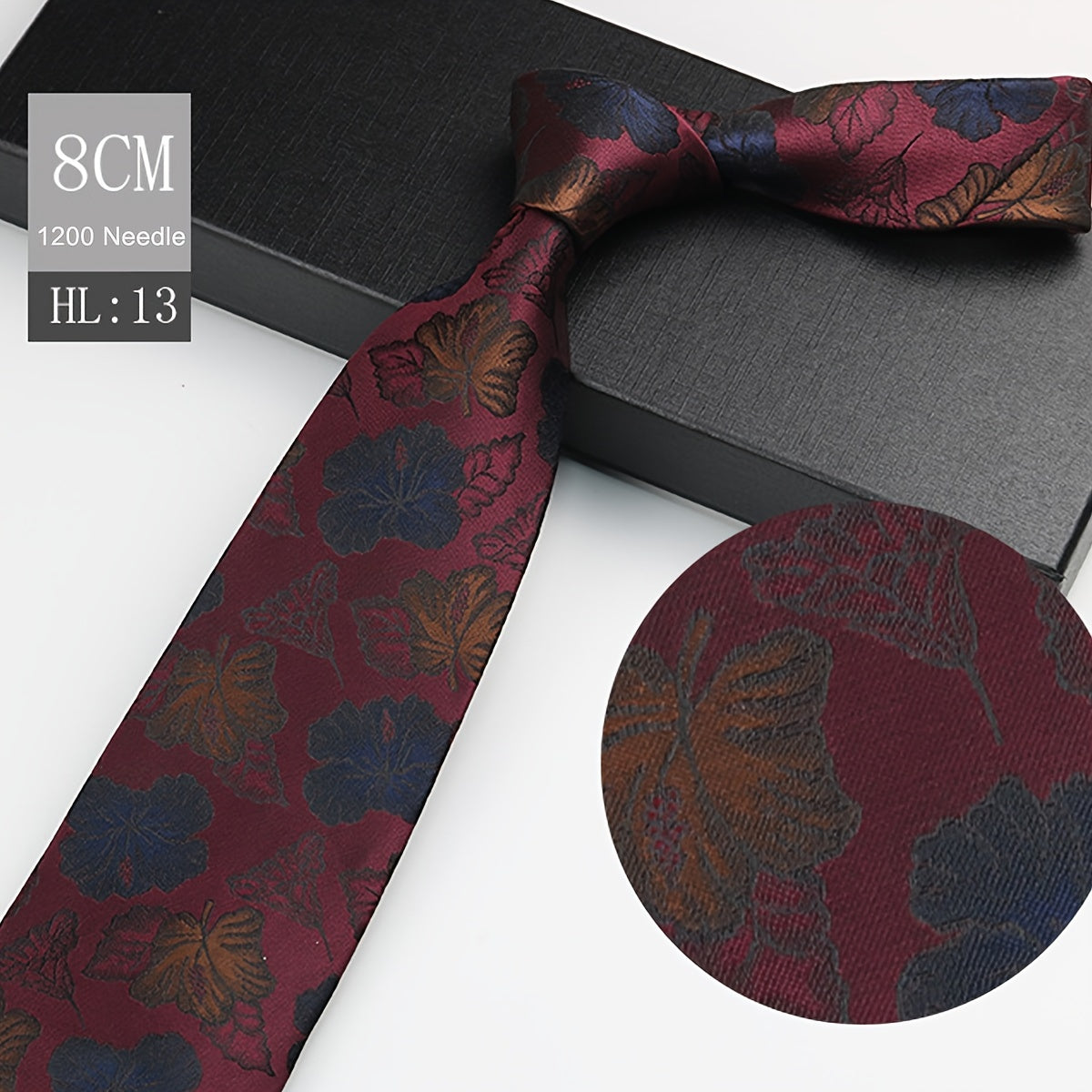 Men's Red Polyester Necktie 8cm Wide for Weddings and Business Events