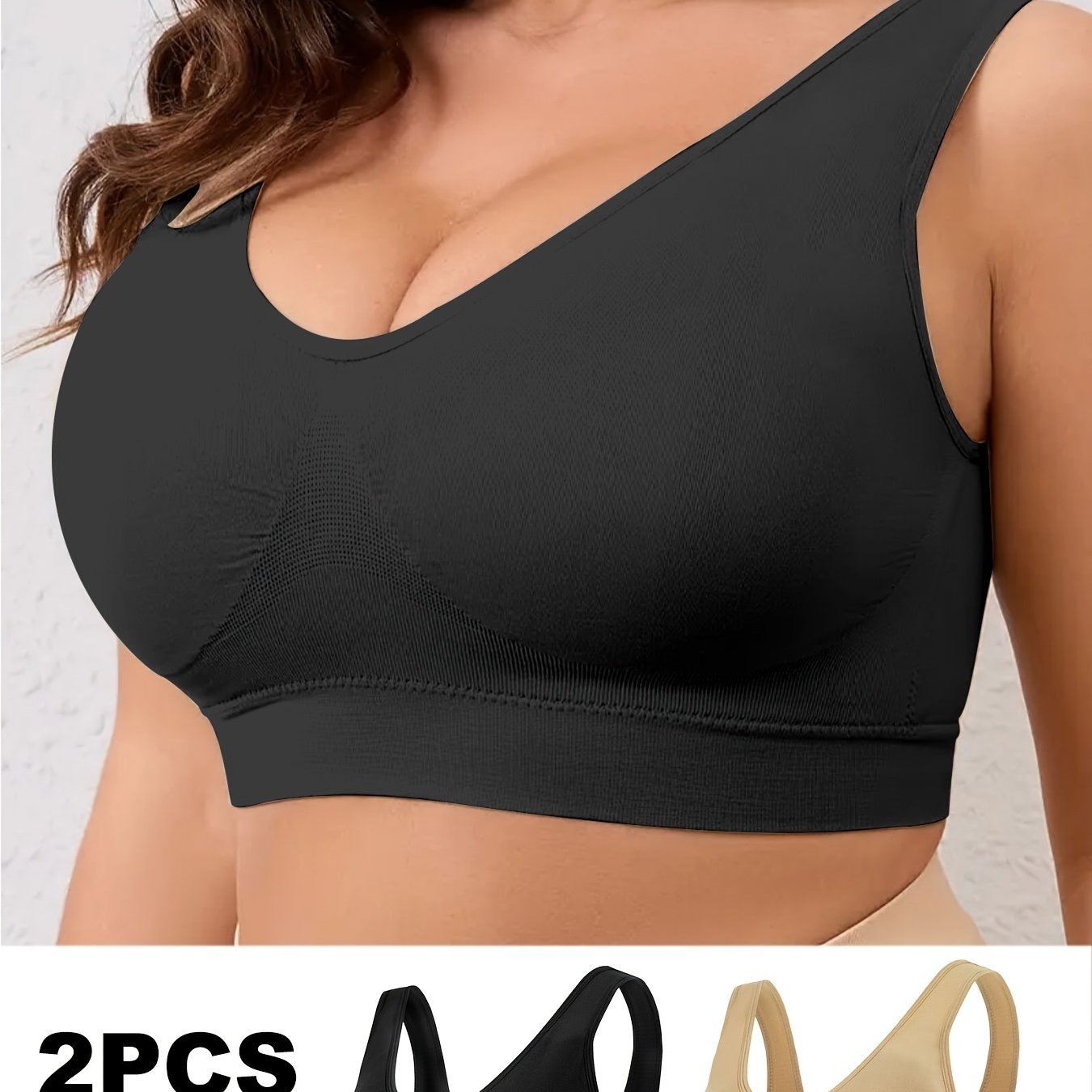 Women's Sports Bra Non-Steel Ring High Support Yoga Running 2 Pack