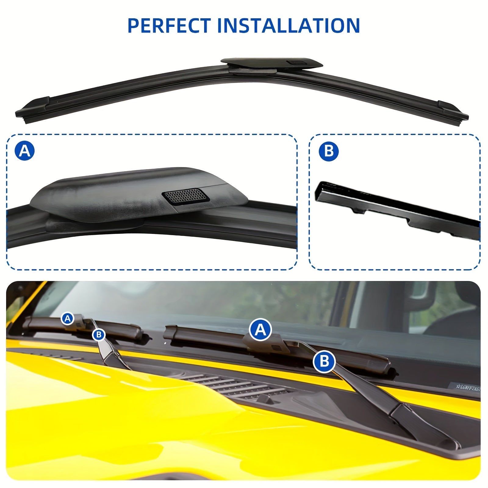 2-Pack Front Wiper Blades Set for SUV, 58.42cm and 45.72cm Replacement Windscreen Wipers