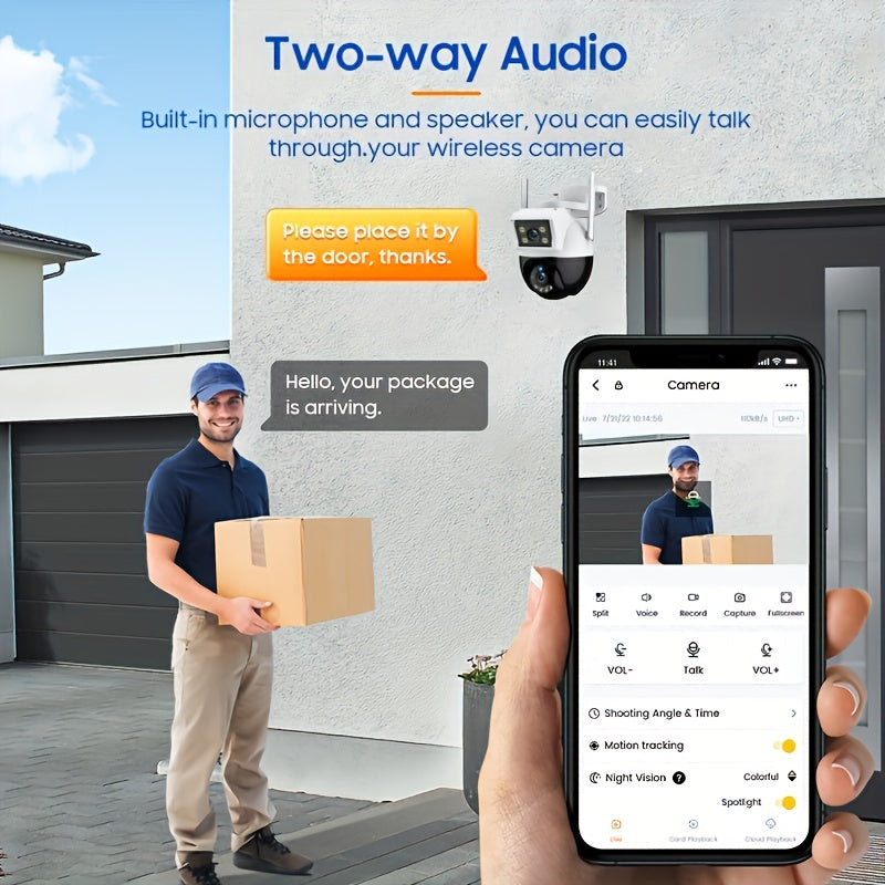 Outdoor Waterproof Wi-Fi Security Camera with Pan Tilt Night Vision Two-Way Audio
