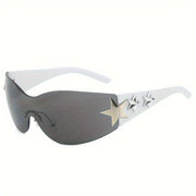 Gafas de moda unisex de gran tamaño con diseño futurista sin marco y decoraciones de estrellas