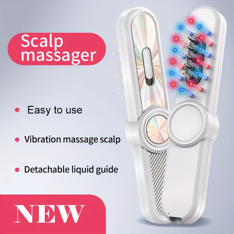 USB Electric Hair Oil Applicator Brush with Light Scalp Massager and Detachable Head Scratcher