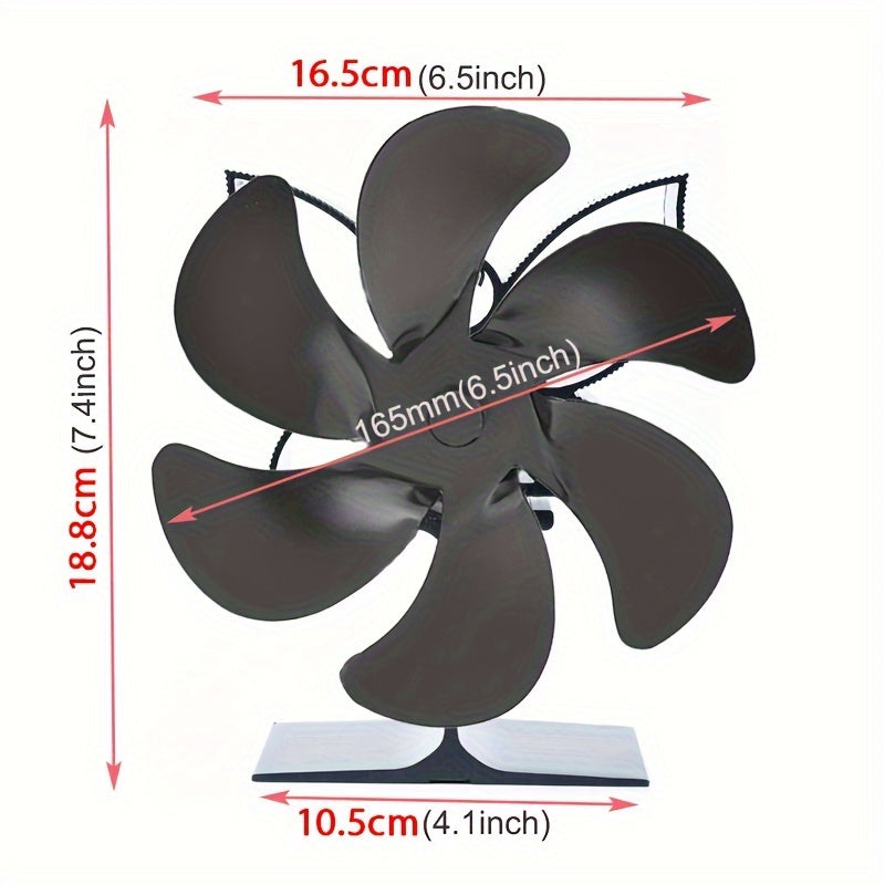 6-Blade Metal Wood Stove Fan with Remote, Air Circulation, No Electricity
