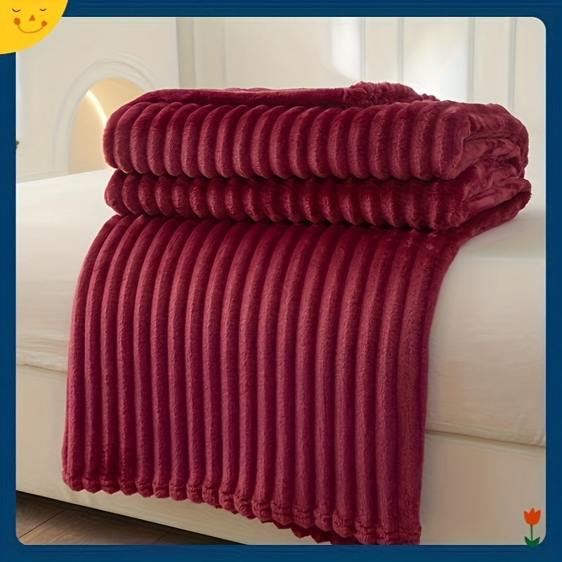 Modern Flannel Blanket with Geometric Design and Mink Fur Fabric for All-Season Use