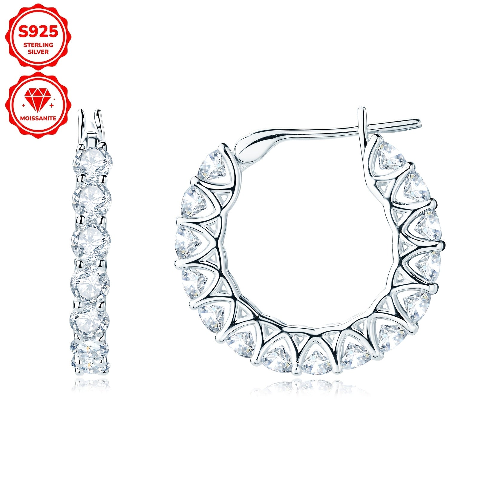 Sterling Silver Moissanite Earrings 3mm 1.5 Carats Round Stud Jewelry