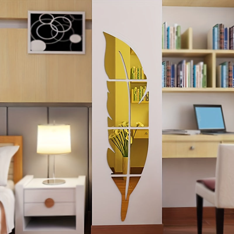 Acrylic Feather Wall Decal for Living Room and Bedroom Decor