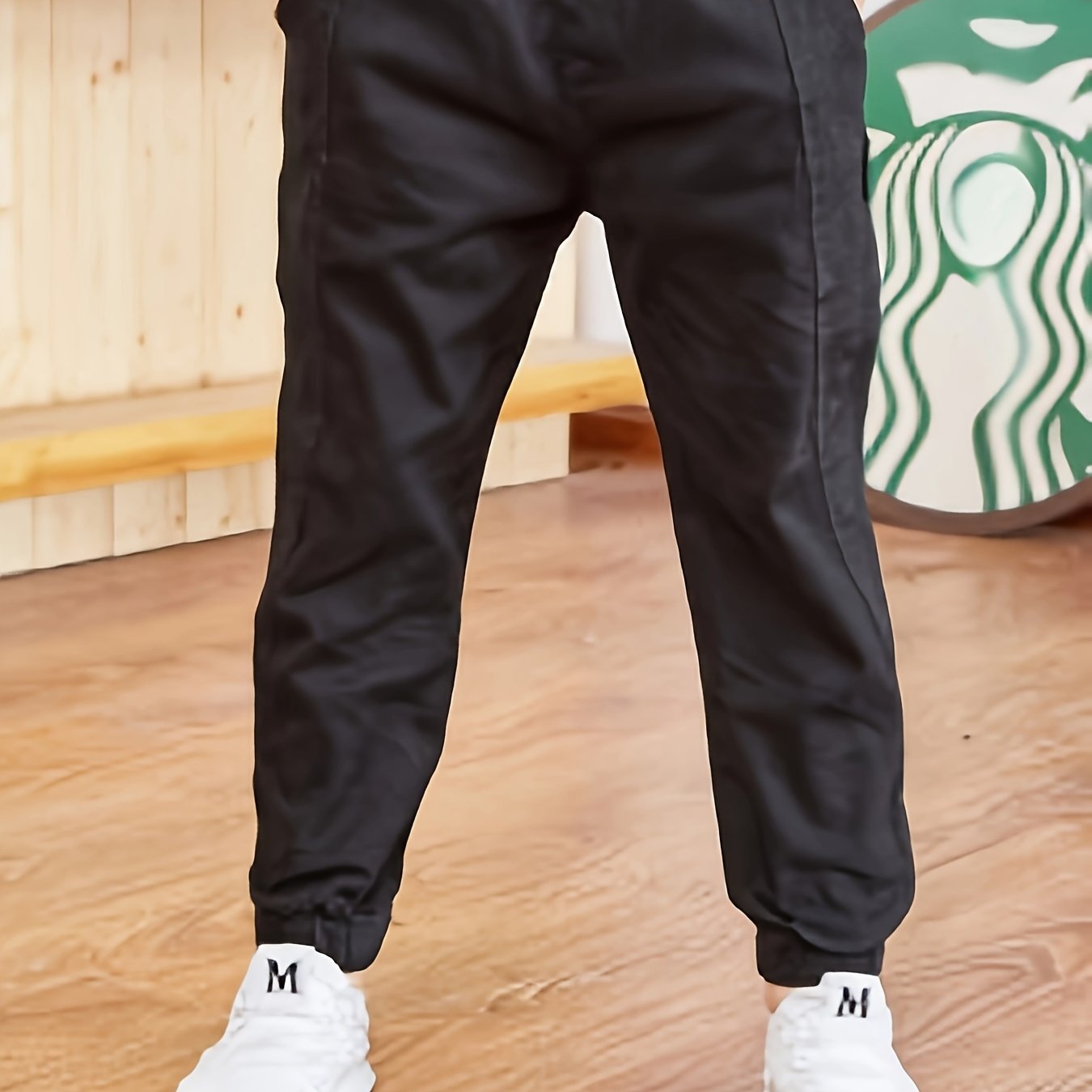 Kids Boys Slim Fit Khaki Cargo Pants Cotton Blend Elastic Waist Casual All-Season
