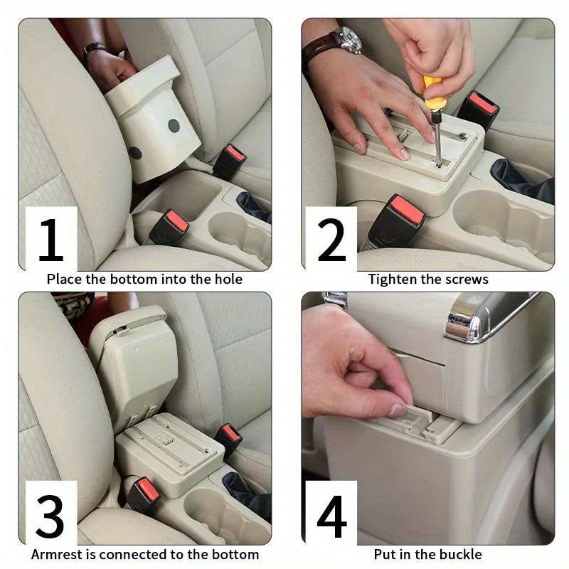 Black ABS Armrest Console Storage Box for Car Center Organizer