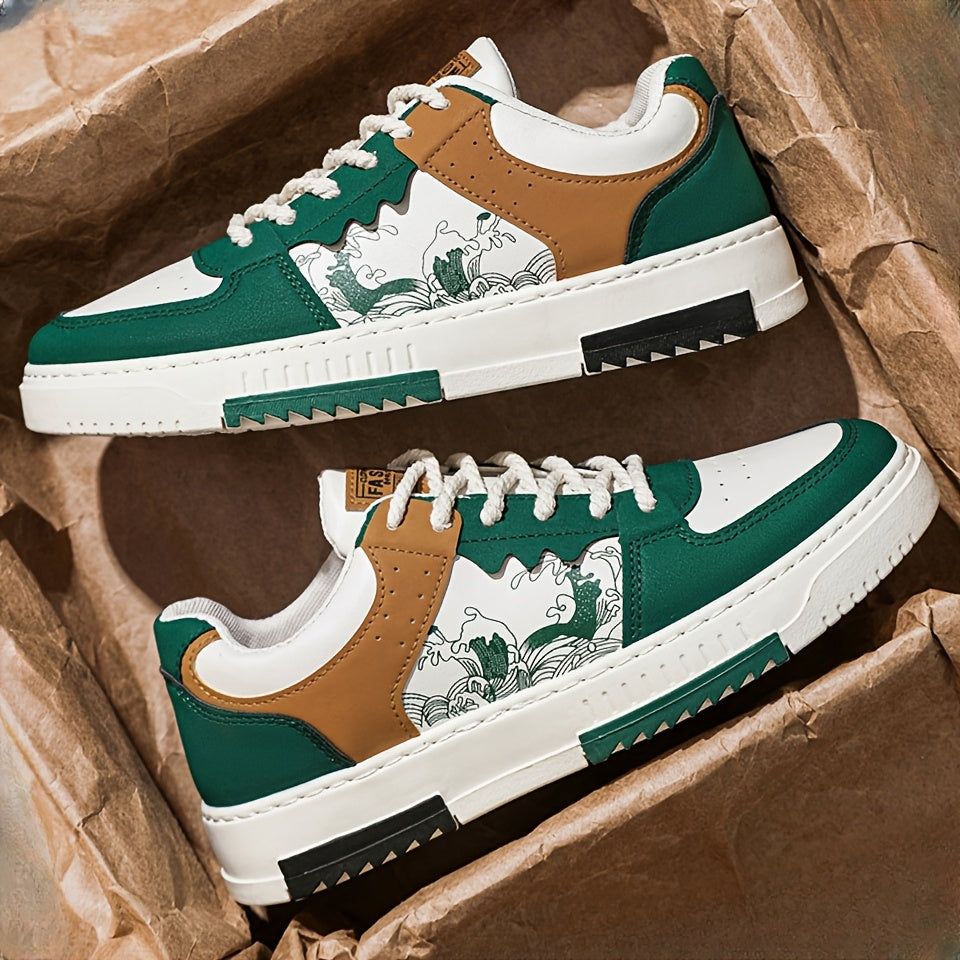 Мужские низкие кроссовки на шнуровке с прорезиненным верхом из PU и текстильной стелькой