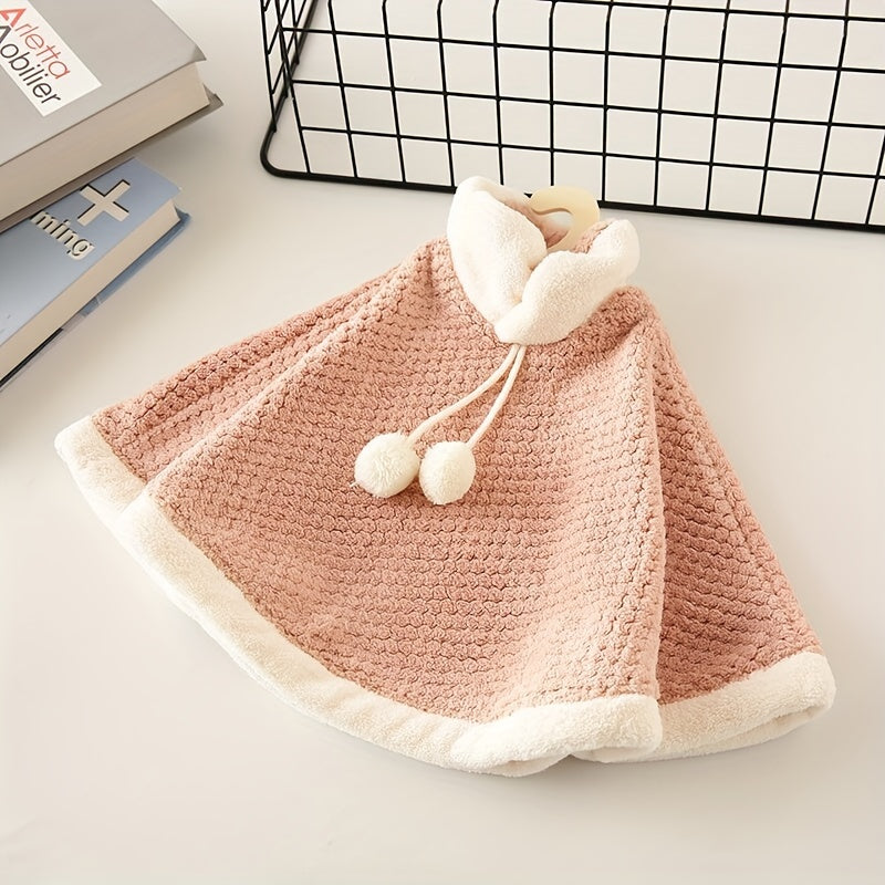 Coral Fleece Hand Towel with Hanger Hook for Kitchen Bathroom Quick Drying