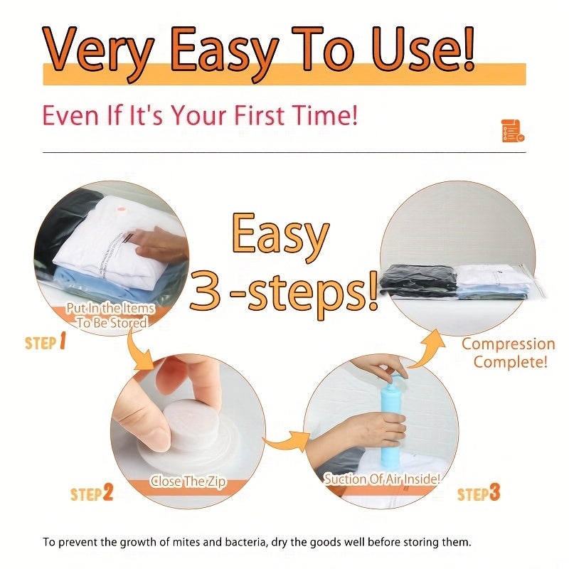 Set of 7 Vacuum Storage Bags with Hand Pump for Clothes Bedding and Travel