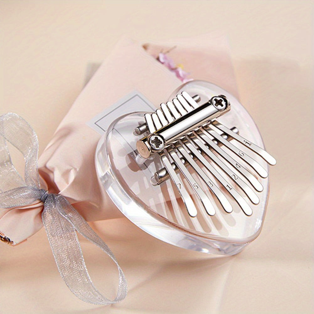 Mini Kalimba Thumb Piano for Beginners and Music Lovers Light Brown Wood 8 Keys Gift for Eid Al-Adha