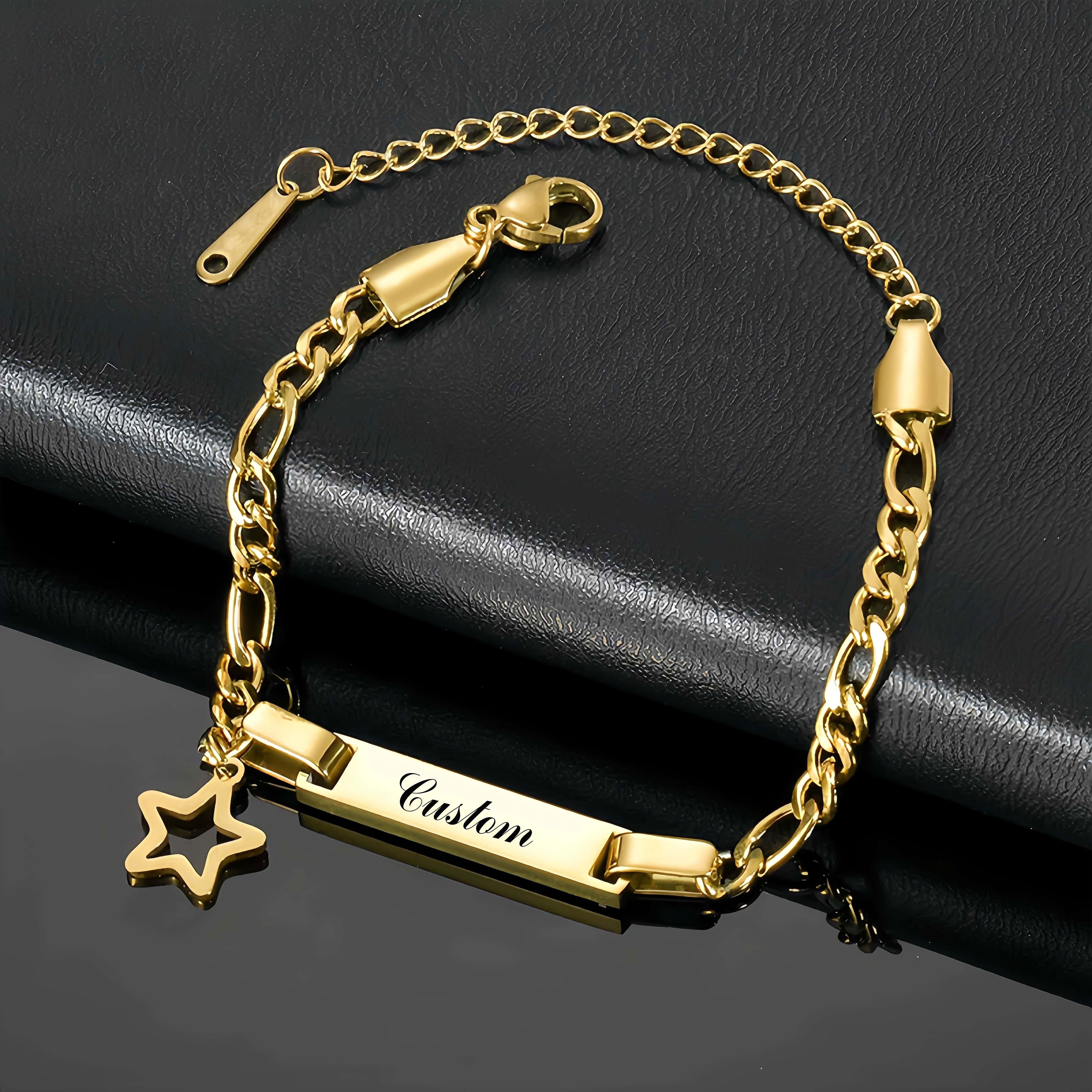 Charm Bracelet with Butterfly, Star, Crown, Heart Charms Custom Engraving for Birthdays Valentine Mother’s Day