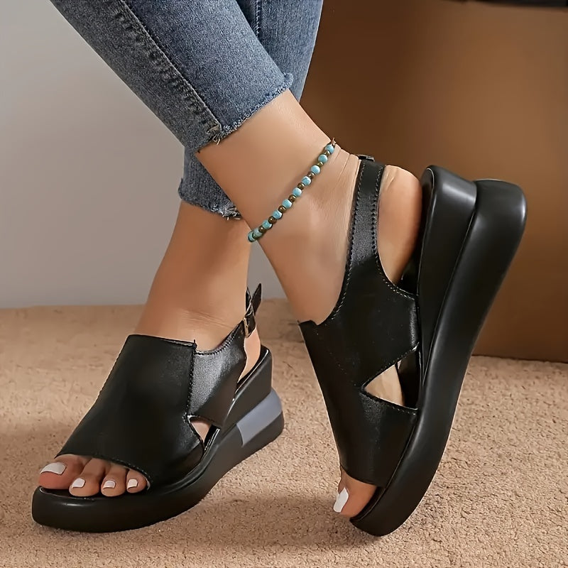 Women's Wedge Sandals Open Toe Ankle Strap Platform Heel Casual Summer
