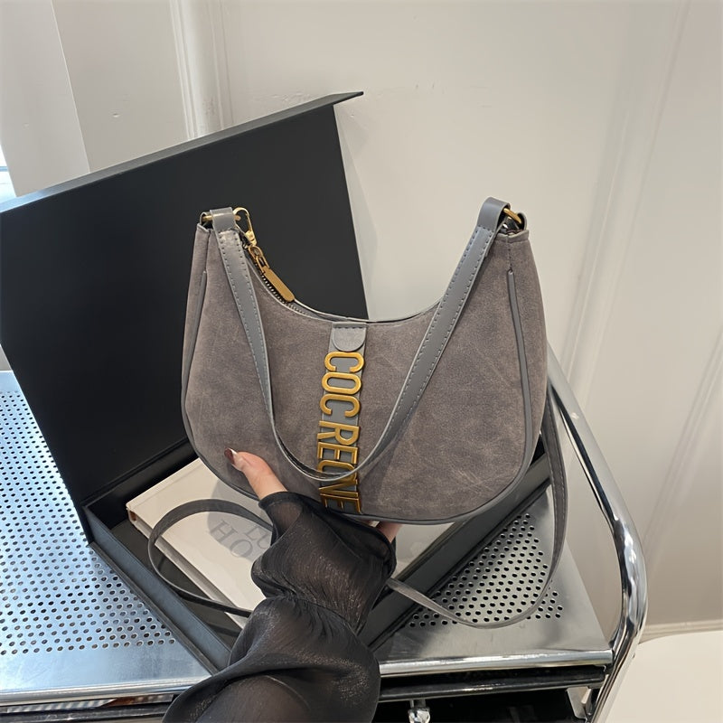 Новинка: черная винтажная сумка-седло для женщин, 2024, легкая сумка через плечо с регулируемым ремнем, застежка на молнии, отделка краев.