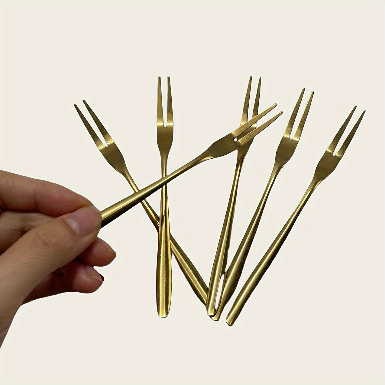 6-Piece Stainless Steel Dessert Forks Carved Design for Appetizers Cheese Fruits Salad