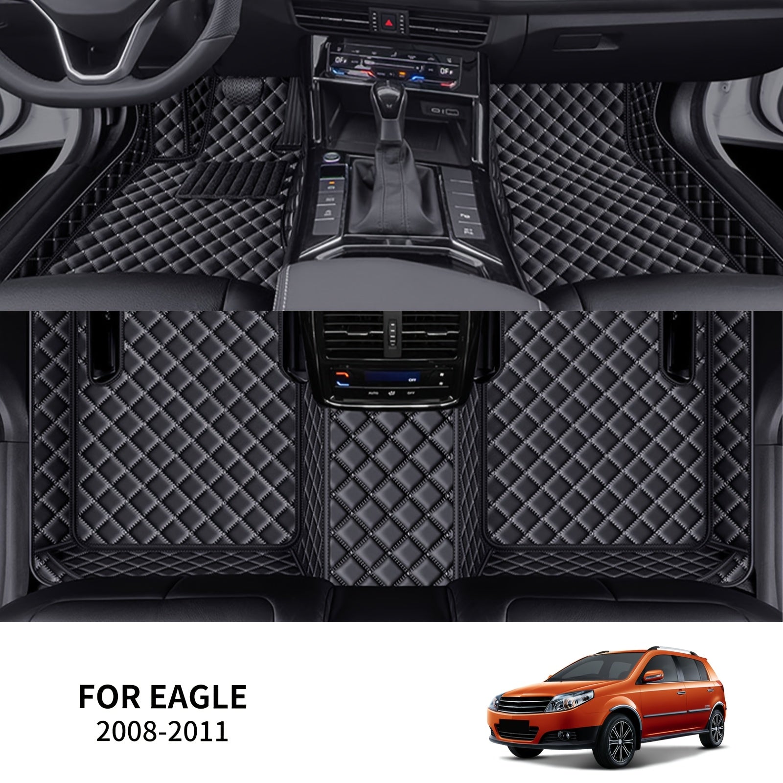 3D Faux Leather Car Floor Mats Set Suitable for Left Drive Vehicles All-Weather Durable